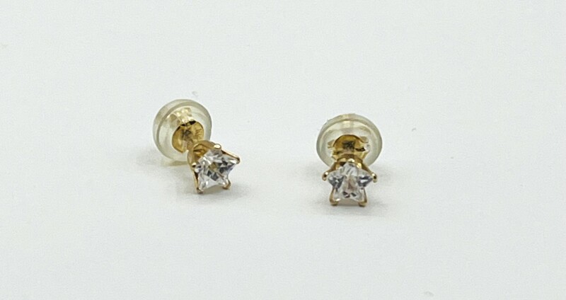 14KT Yellow Gold CZ Star Shape Earring, Retail $300.00.