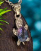 Chic 3 Piece Turtle Set Pink Blue Gradient Mystic Glass Accent Shades Includes Necklace & Earrings - 4