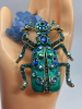 Statement Cyan Enamel Scarab Beetle Brooch with Sparkling Rhinestones Approximately 1.5 x 2.75 Inch - 5