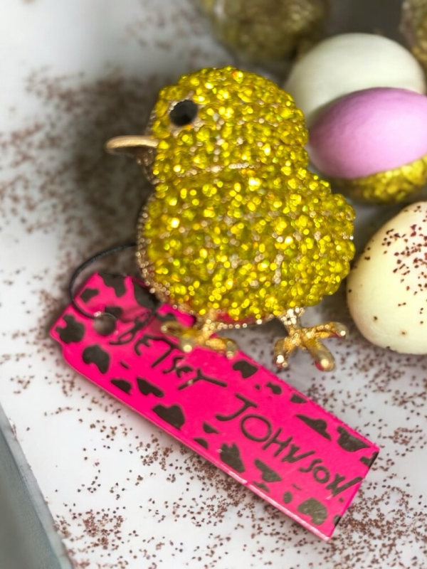 Betsey Johnson Vibrant Yellow Rhinestone Chick Brooch / Pendant