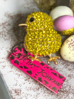 Betsey Johnson Vibrant Yellow Rhinestone Chick Brooch / Pendant