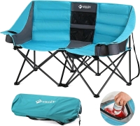 New Villey Folding Double Camping Chair with Cooler Bag Retails for $382