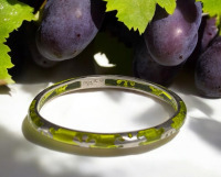 Art Deco Signed Alan K 925 Sterling Apple Green Lucite and Sterling Bangle