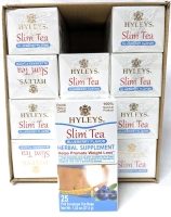 12 New HYLEYS Slim Tea : Blueberry Flavour Herbal Supplement Helps Promote Weight Loss - 25 Foil Envelope Tea Bags per Box | Retails Value Over $250!