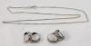 Two (2) Pairs 925 Silver Earings & 825 Silver Necklace (18" long)