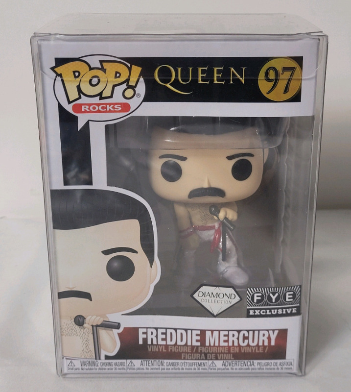 New - Funko Pop! Queen " Freddie Mercury " Vinyl Figure . Diamond Collection FYE Exclusive