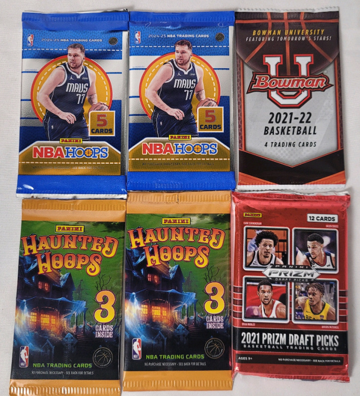 2021-24 NBA Basketball Trading Card Sealed Packs , Six (6) Packs . Panini & Bowman .