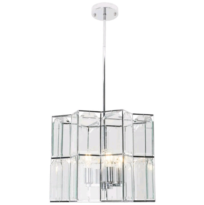 14 New In Box | *Vendor Special* Decor Living Octavia 4-Light Polished Chrome 8-Point Drum Chandelier with Geometric Glass Shade | Retails $1399.86 or $99.99 Each