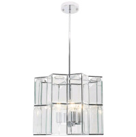14 New In Box | *Vendor Special* Decor Living Octavia 4-Light Polished Chrome 8-Point Drum Chandelier with Geometric Glass Shade | Retails $1399.86 or $99.99 Each