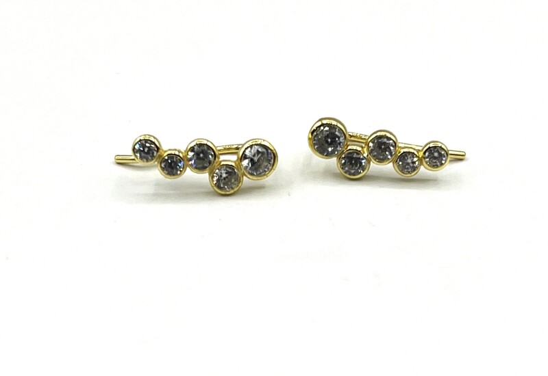 Gold Plated Sterling Silver CZ Earring, Retail $300.00.