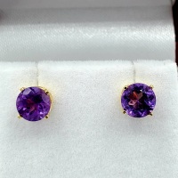 14KT Yellow Gold Natural Amethyst Earring, Retail $350.00. Amethyst is the birthstone for February.