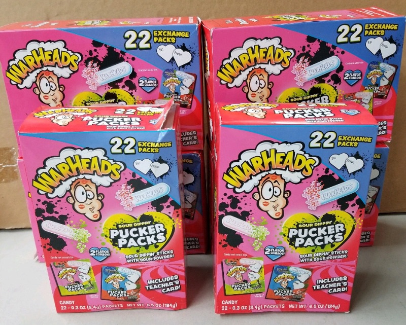 4 new boxes of WarHeads Sour Dippin Sticks each box has 22 (8.5g) packs
