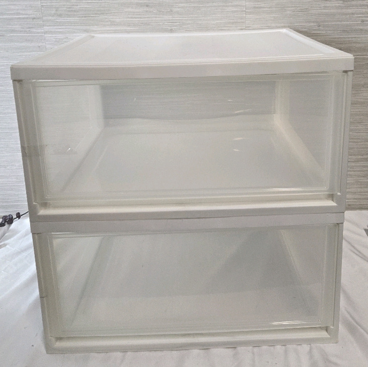 2 New | Large Stackable Plastic Storage Boxes | 19" x 20.5" x 10" Each
