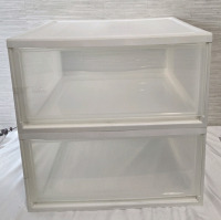 2 New | Large Stackable Plastic Storage Boxes | 19" x 20.5" x 10" Each