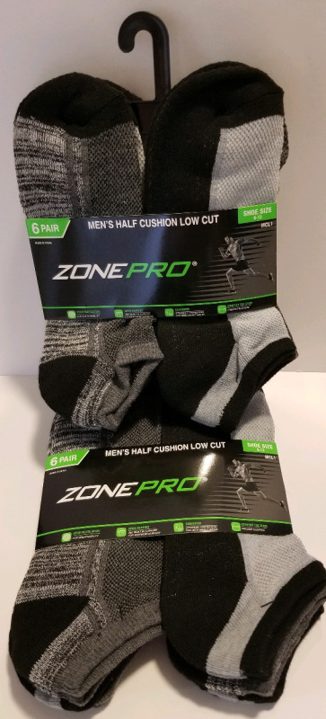 12 new pairs of men's Zone Pro low cut socks shoe size 6-12