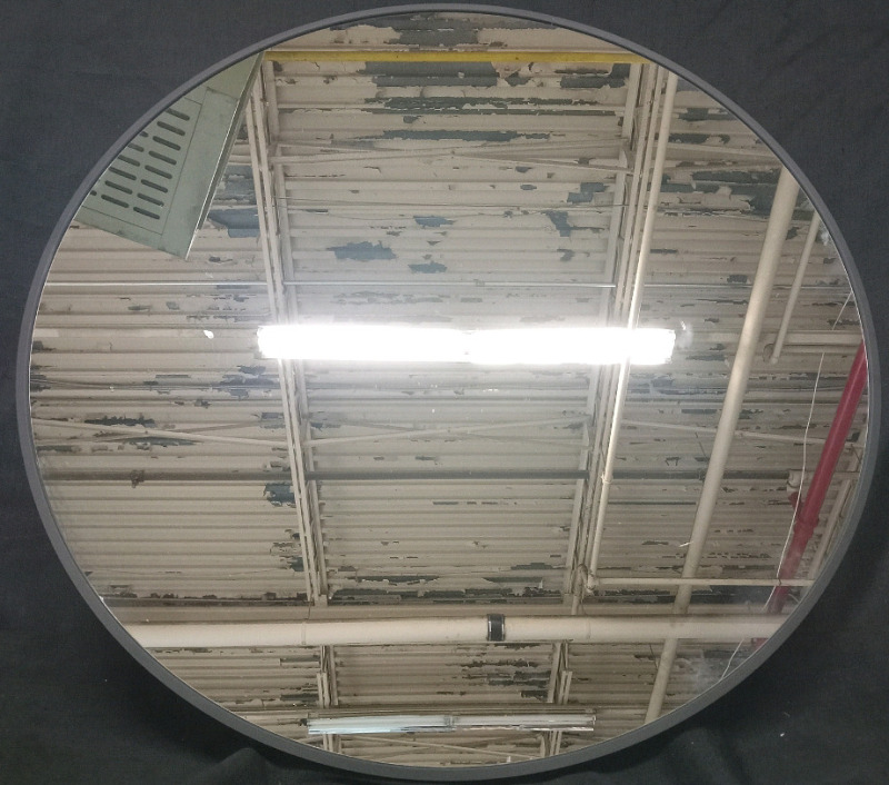 New | 2ft Modern Circle Mirror w/ Black Trim