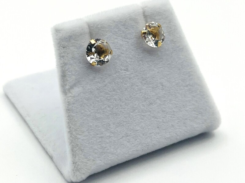 14KT Yellow Gold Natural White Topaz 6mm Earring, Retail $400.00.