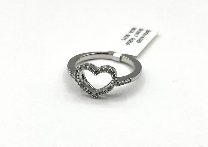 Sterling Silver Natural Diamond (0.11ct) Heart Shape Ring, Size 7, W/A $575.00. Diamond is the birthstone for April.