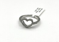 Sterling Silver Natural Diamond (0.11ct) Heart Shape Ring, Size 7, W/A $575.00. Diamond is the birthstone for April.