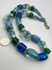 Spectacular Lampwork Murano style Glass Bead Blue Necklace - 3