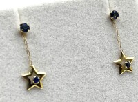 14KT Yellow Gold Natural Blue Sapphire Earring, Retail $350.00. Sapphire is the birthstone for September.