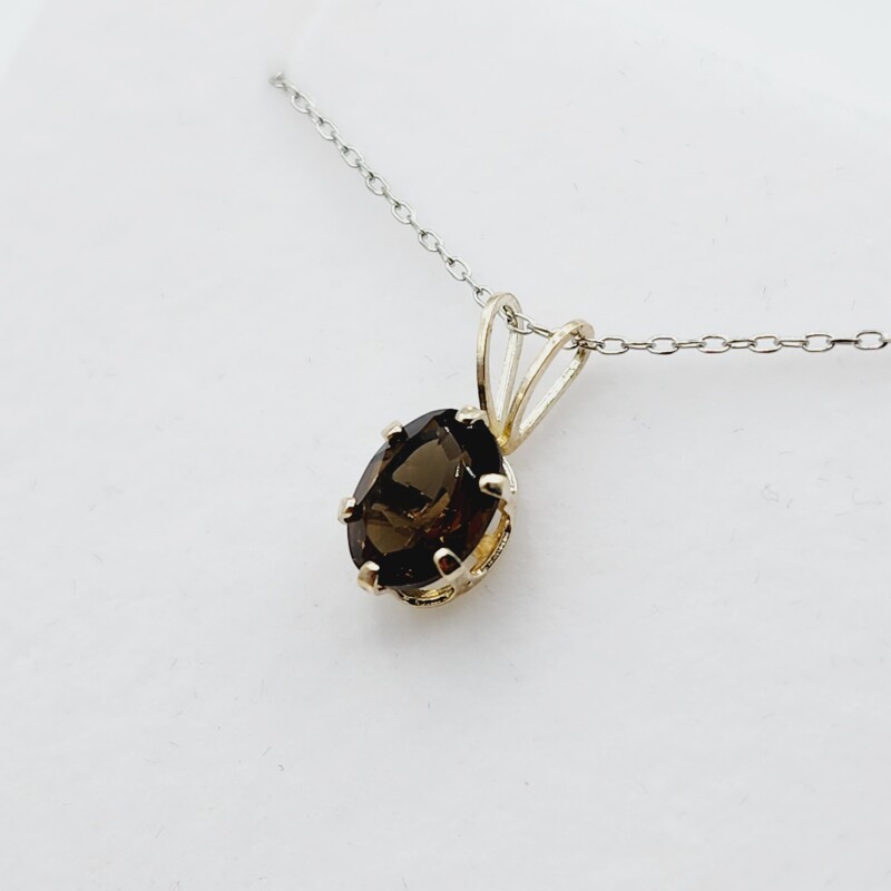 Sterling Silver Natural Smokey Quartz (1.60ct) Pendant with Sterling Silver Chain, Retail $500.00