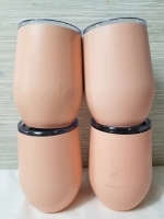 4 new ORLY 4 1/2" tall steel lidded drinking cups some marks present from transit
