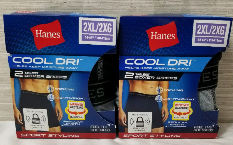 4 new 2xl tagless men's Hanes COOL DRI boxer briefs