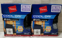 4 new 2xl tagless men's Hanes COOL DRI boxer briefs
