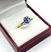Gold Plated Sterling Silver Enamel Finishing Ring, Size 6, Retail $200.00.