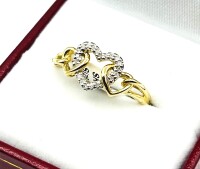 10KT Yellow Gold Natural Diamond (0.10ct) Heart Shape Ring, Size 8, W/A $1775.00. Diamond is the birthstone for April.