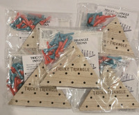 5 New | Mini Wooden Tricky Triangles | Includes 1 Board & 14 Game Pcs & 1 Instruction Sheet
