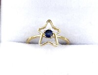 10KT Yellow Gold Natural Blue Sapphire (0.15ct) Star Shape Ring, Size 3.75, Retail $1100.00.
