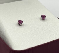 10KT White Gold Natural Ruby (0.28ct) Earring, W/A $495.00. Ruby is the birthstone for July.