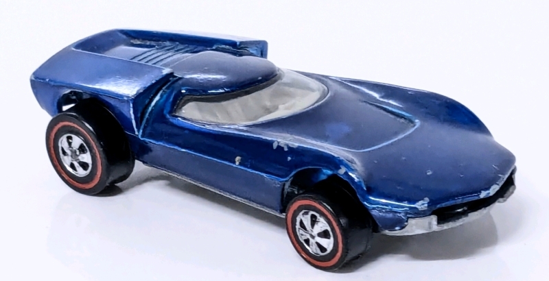 Vintage 1968 REDLINE Hot Wheels Turbofire USA Diecast Toy Car Metallic Blue