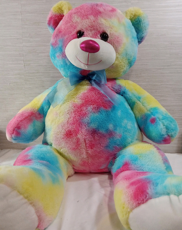 New | 40" Fun Colourful Plush Bear w/ Cute Little BowTie
