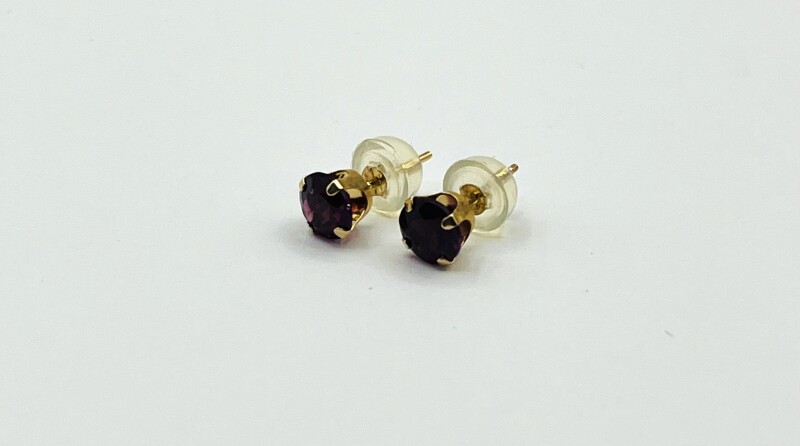14KT Yellow Gold Natural Garnet (1.3ct) Earrings, Retail $450.00. Garnet is the birthstone for January.