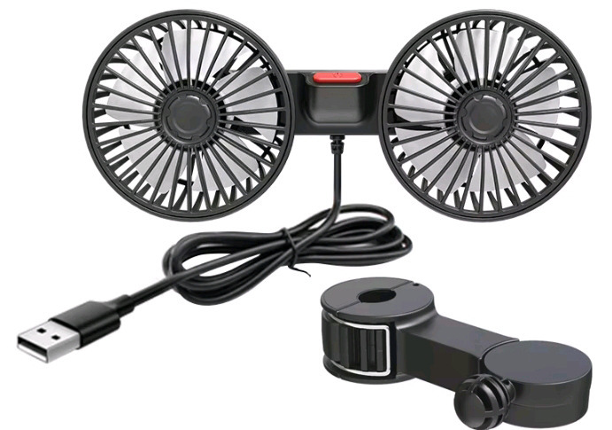 New in Box | Vehicle Double Head USB Powered Fan | See Photos For Measurements