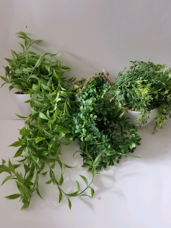 3 new hanging artificial plants