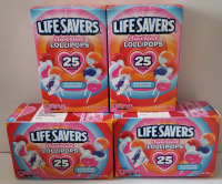 4 new (8.8 oz) boxes of Life Savers swirled Lollipops 25 per box bb 10/09/2027