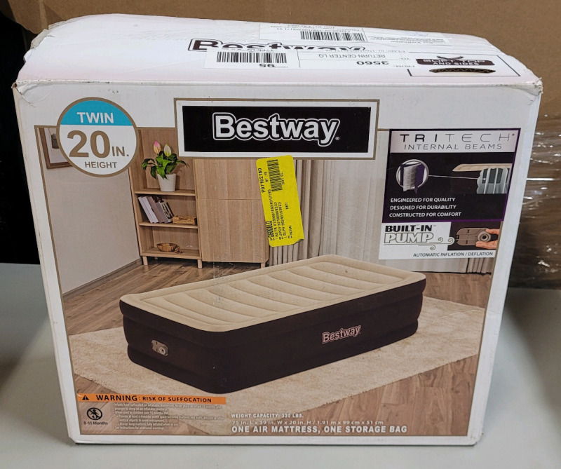 Bestway Twin Blow-Up Air Mattress w/Built-in Pump , Measures 75"&times;39"&times;20" . Store Return . R & T will Honor 5-Day Return on Mattress from Pickup Date