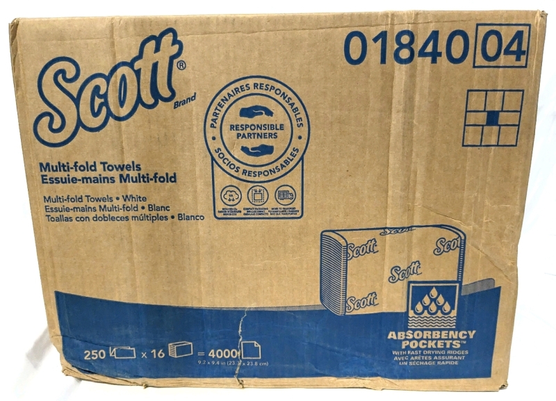 New Case of SCOTT Multi-Fold Towels - White #1840 : 16 Packs of 250 Towels ea, 4000 Total Towels | Retails Over $80!
