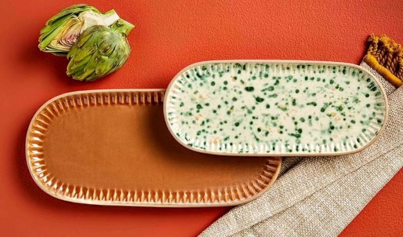 New in Box MUD PIE Splatter Nested Platters, Small 6" &times; 14" / Large 7 3/4" &times; 16" Brown | Retails Over $70