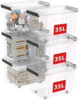 New in Box Set of 6 CETOMON 40QT Plastic Stackable Storage Bins with Wheels - 29.8" x 13.9" x 12.2" | Retails Over $50