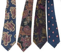 4 Vintage Old New Stock Men's Suit Ties including 3&times; 100% Silk Made in Canada, Italy & France