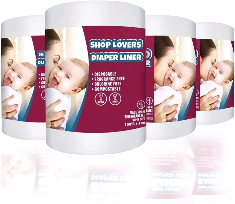 New Bamboo Diaper Liners 4-Pack, Fragrance Free - 100 Sheets Per Roll