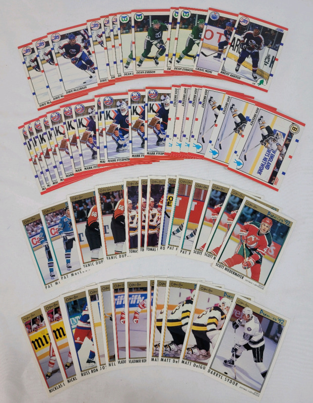 1990 Score NHL Rookie Trading Cards , 29 Trading Cards & 1992 O Pee Chee NHL Rookie Trading Cards , 26 Trading Cards . Lot Includes Doubles