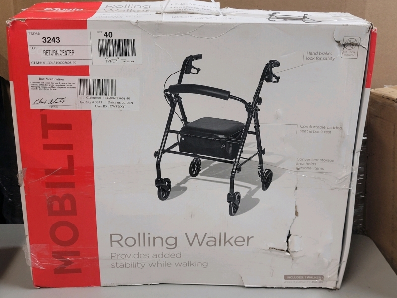 Equate Mobility Rolling Walker . Store Return , Appears Complete w/Hardware & Instructions . Some Assembly Required
