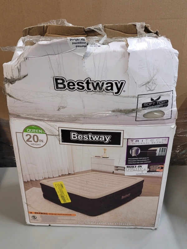 Bestway Queen Blow-Up Air Mattress w/Built-in Pump , Measures 80"&times;60"&times;20" . Store Return . R & T will Honor 5-Day Return on Mattress from Pickup Date