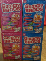 4 new boxes Gummy Bands candy 2 blue and 2 pink